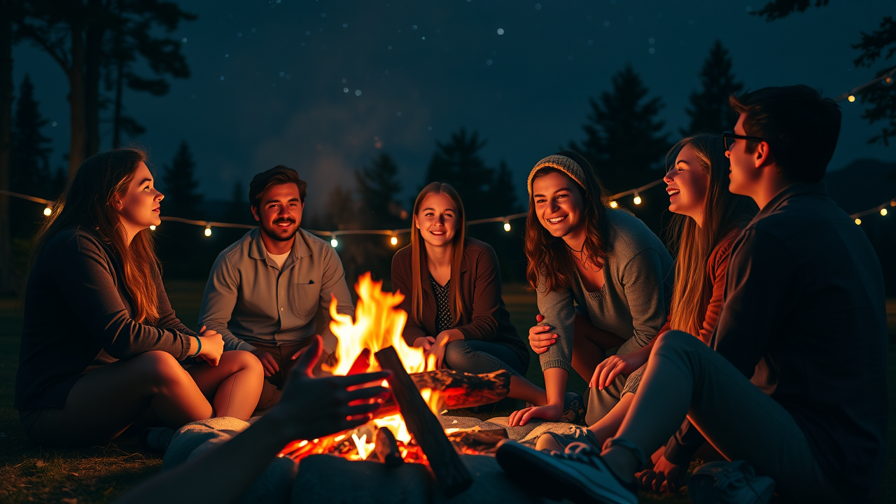 central florida christian camp for teens campfire worship at night
